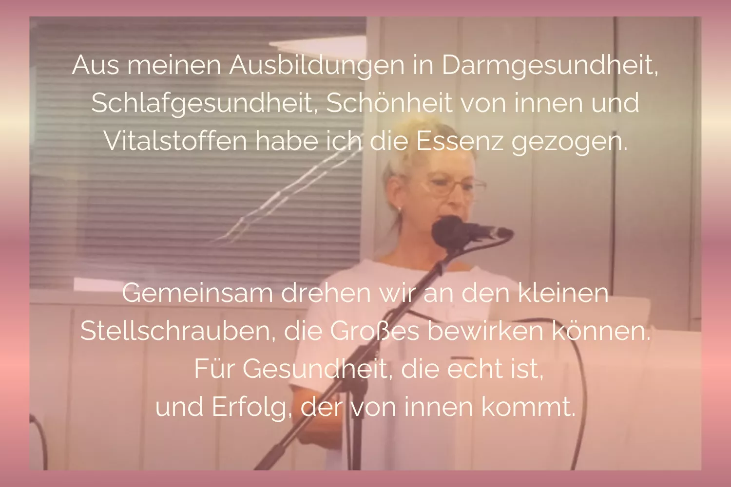 Karin im Hintergrund bei einem Vortrag