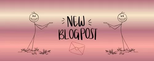 Information zum neuen Blogpost, je ein Strichmännchen rechts und links, die auf den Text zeigen. 