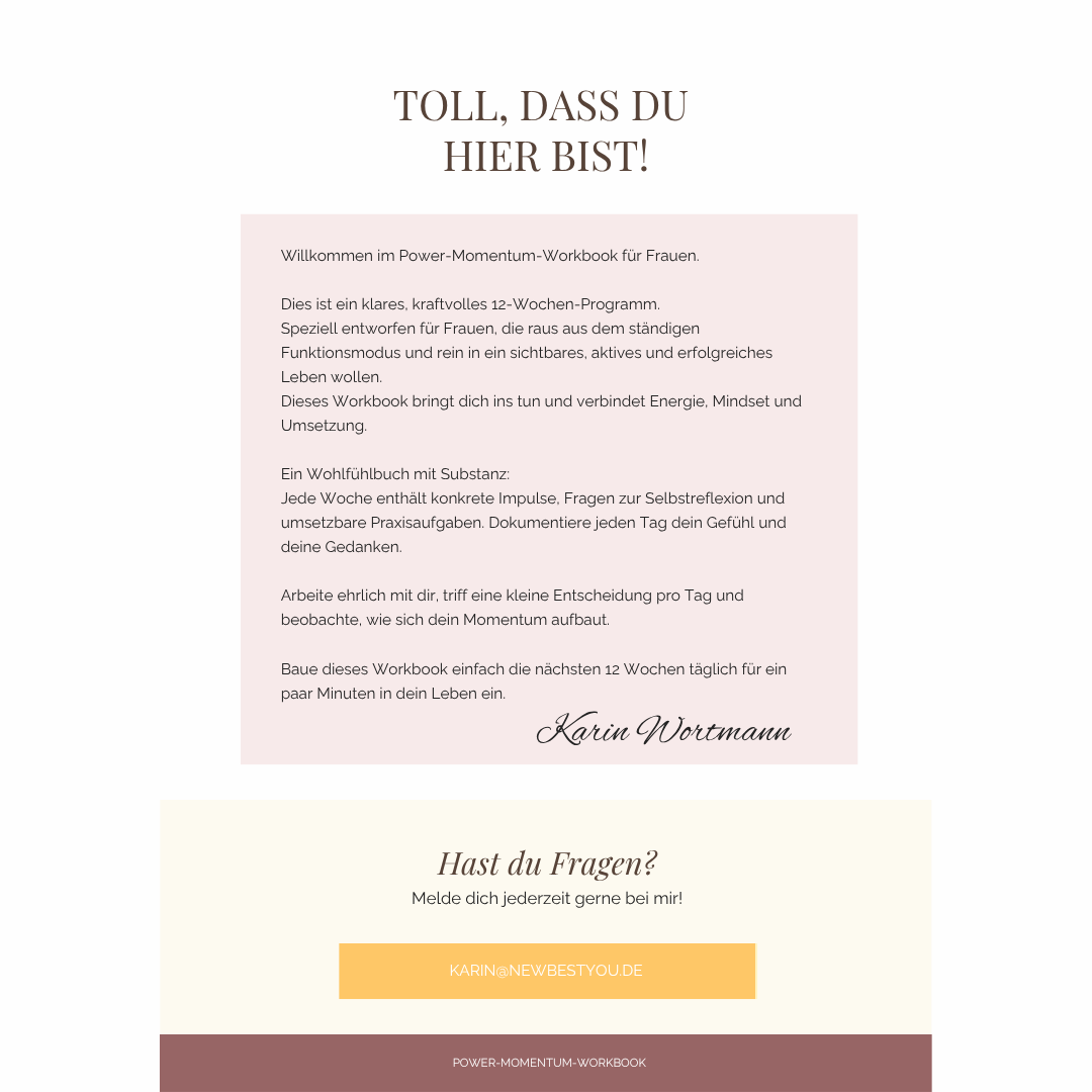 Erste Seite des Workbooks